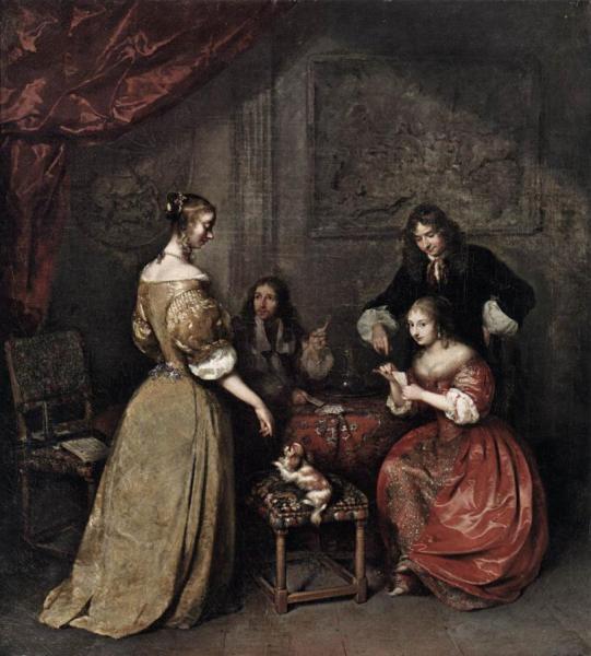 The Card Party by Caspar Netscher