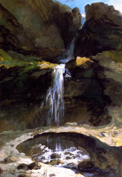 The Geltenbach Falls In The Lauenen Valley With An Ice Bridge by Caspar Wolf