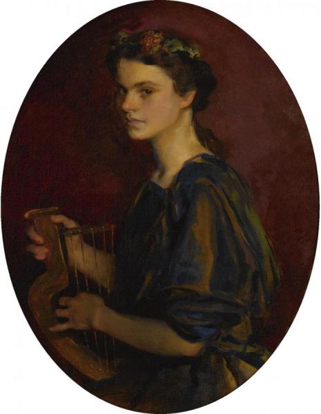 Girl With Lyre (portrait Of Dorothea Gilder) by Cecilia Beaux