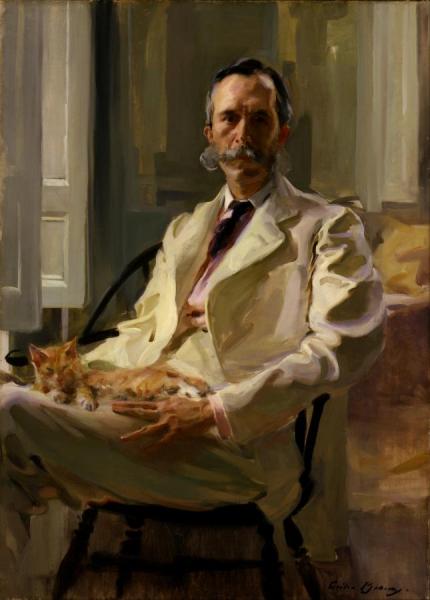 Man With The Cat(henry Sturgis Drinker) by Cecilia Beaux