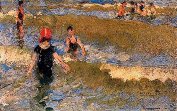 Escena En La Playa by Cecilio Pla Y Gallardo