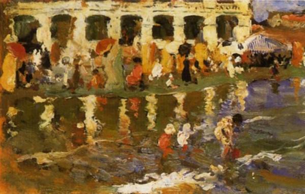 Escena En La Playa by Cecilio Pla Y Gallardo Oil Painting Reproductions