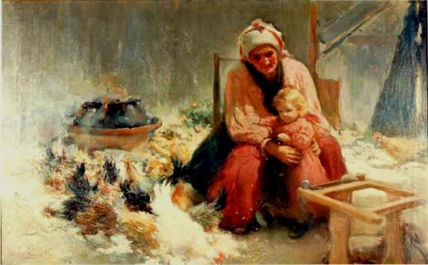 Jugando En El Patio by Cecilio Pla Y Gallardo