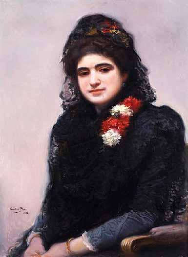 Mujer Con Mantilla by Cecilio Pla Y Gallardo