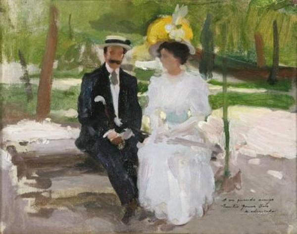Pareja En  El Parque by Cecilio Pla Y Gallardo