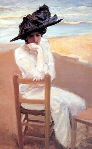 Retrato En La Playa by Cecilio Pla Y Gallardo