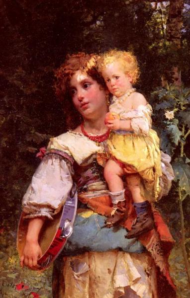 Gypsy Woman And Child by Cesare Augusto Detti Oil Painting Reproductions