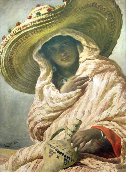 A Young Moroccan Woman (una Giovane Marocchina) by Cesare Biseo Oil Painting Reproductions