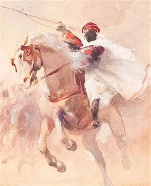 An Arab Horseman by Cesare Biseo Oil Painting Reproductions