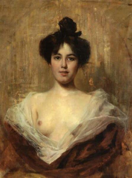 Cesare Tallone Bust Of A Young Woman