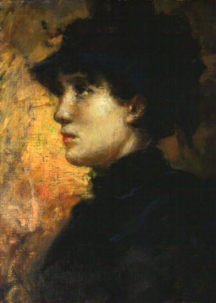 Cesare Tallone Lady With Hat In Profile