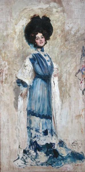 Cesare Tallone Portrait Of Lina Cavalieri