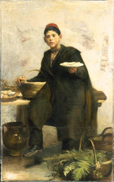 The Oyster Seller by Cesare Tallone Oil Painting Reproductions