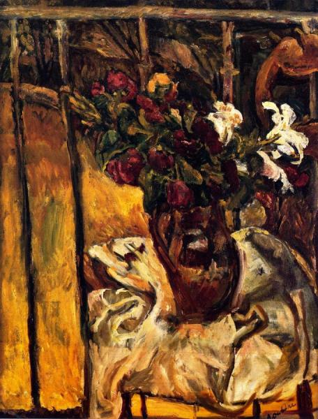 Bouquet Of Flowers On A Balcony by Chaim Soutine