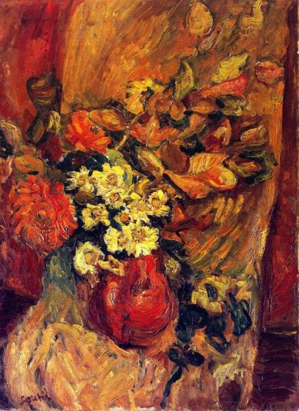 Flowers In A Pot On A Chair by Chaim Soutine