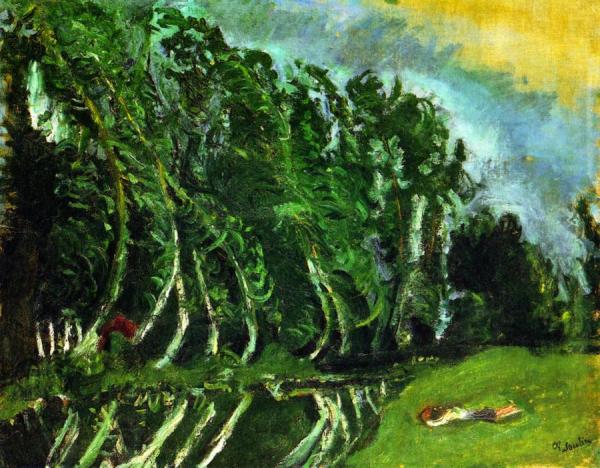 Landscape With Reclining Figure, Champigny by Chaim Soutine
