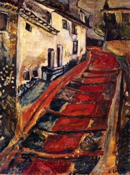 Red Stairway At Cagnes by Chaim Soutine Oil Painting Reproductions