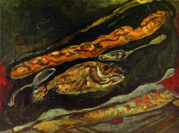 Still Life With Bread And Fish by Chaim Soutine Oil Painting Reproductions