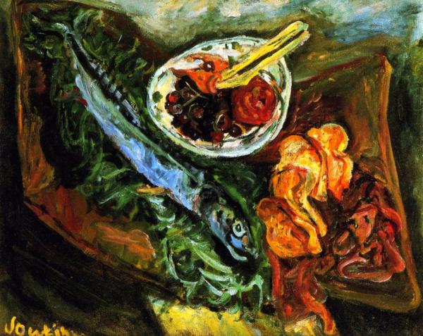 Still Life With Fish And Fruit by Chaim Soutine