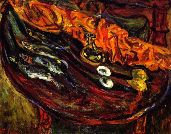 Still Life With Fish, Eggs And Lemons by Chaim Soutine