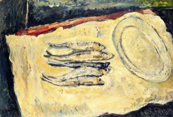 Still Life With Herrings And Oval Plate by Chaim Soutine