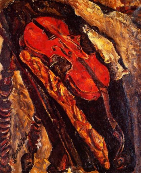 Still Life With Violin, Bread And Fish by Chaim Soutine