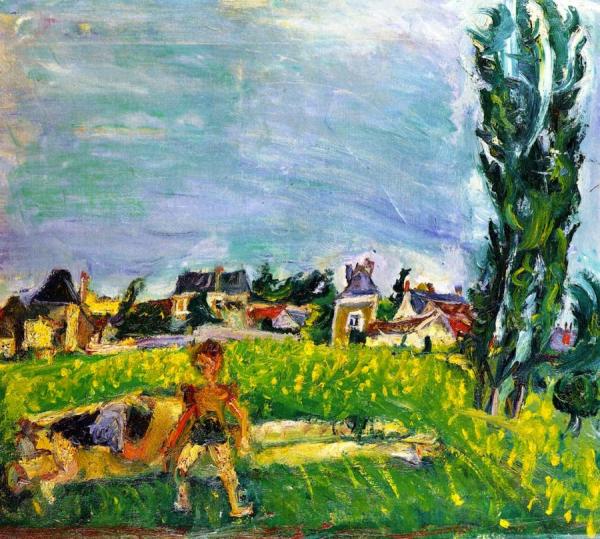 Two Children At Champigny Under A Blue Sky by Chaim Soutine
