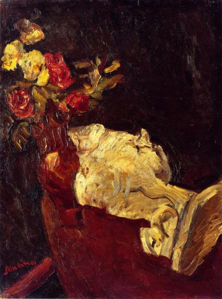 Vase Of Roses With Plaster Statue by Chaim Soutine