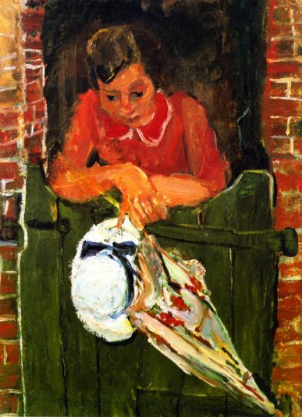 Woman Leaning With Umbrella by Chaim Soutine