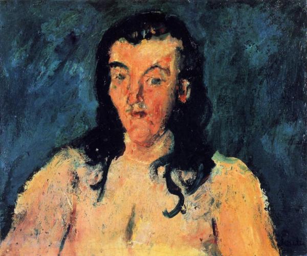 Woman's Torso Against Blue Background by Chaim Soutine
