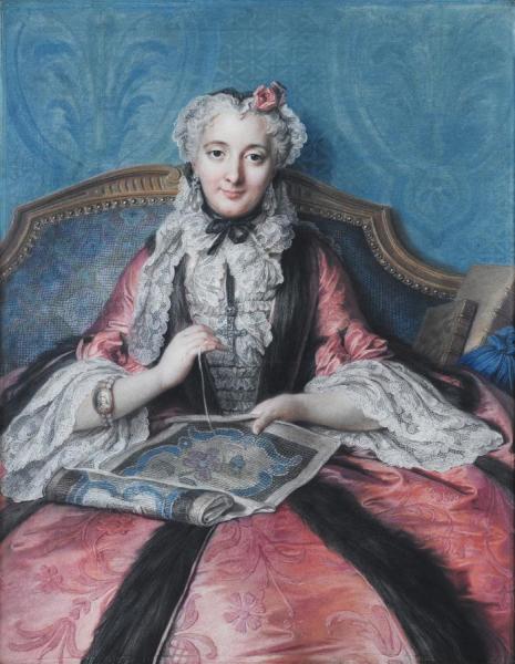 Charles-antoine Coypel Portrait De Femme À Son Ouvrage