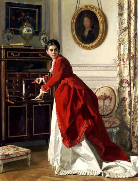 The Letter by Charles Baugniet Oil Painting Reproductions