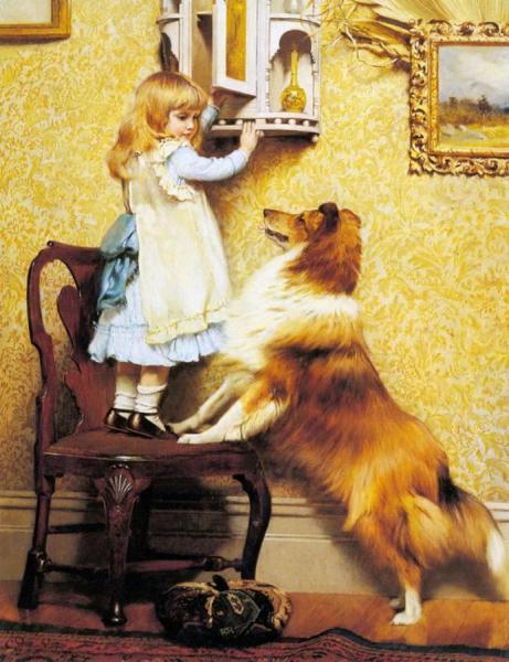 A Little Girl And Her Sheltie by Charles Burton Barber