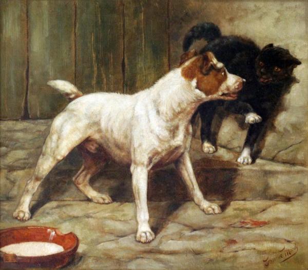 The Fox Terrier, Flo, With Her Puppies, 1880 by Charles Burton Barber Oil Painting Reproductions
