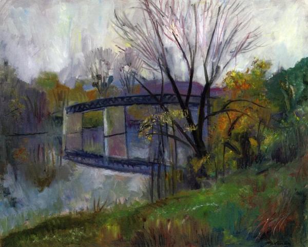 A Footbridge In Chatou In Autumn by Charles Camoin