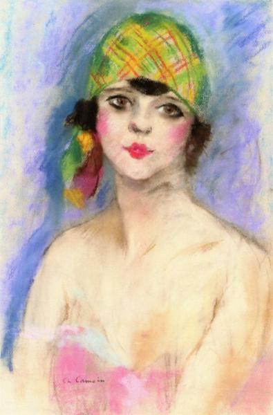 Brunette Wearing A Plaid Turban by Charles Camoin
