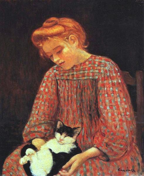 Girl With Cat by Charles Camoin