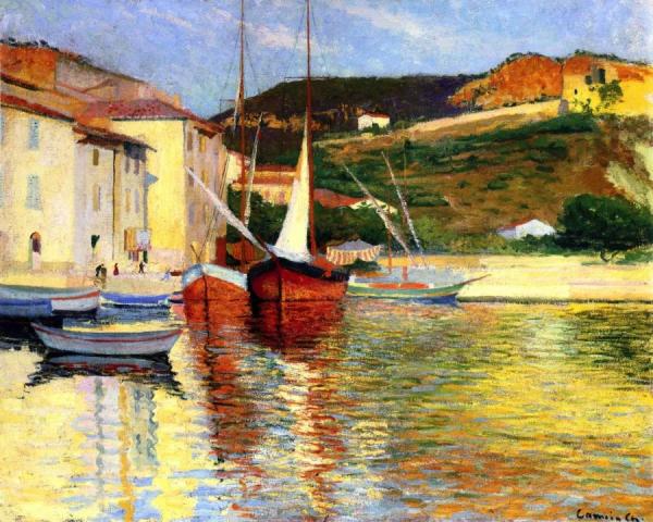 Red Tartan At Cassis by Charles Camoin