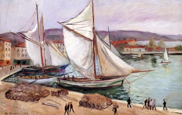 Tartans, Drying Sails In The Port Of Saint-tropez by Charles Camoin
