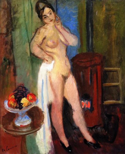 The Model Next To The Stove In The Studio by Charles Camoin