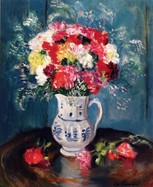 Vase Of Flowers On A Round Table by Charles Camoin