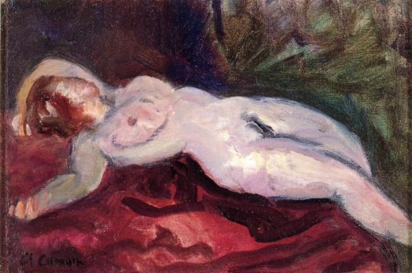 Woman On A Couch, Lying Down And Looking Away by Charles Camoin
