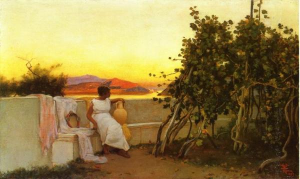 Vintage Time In A Capri Garden by Charles Caryl Coleman