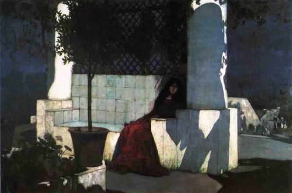 Woman Sitting In The Moonlight by Charles Caryl Coleman