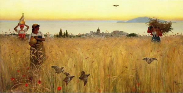Women In The Wheat Fields, Anacapri by Charles Caryl Coleman