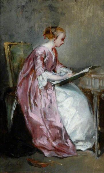 A Young Girl Drawing by Charles Chaplin
