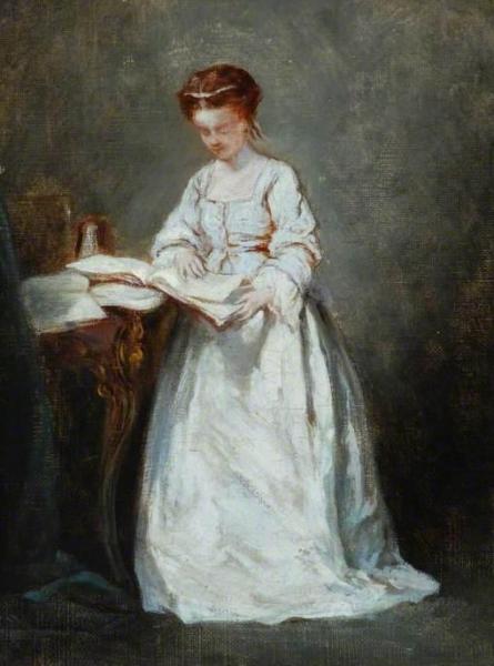 Girl In White, Reading by Charles Chaplin
