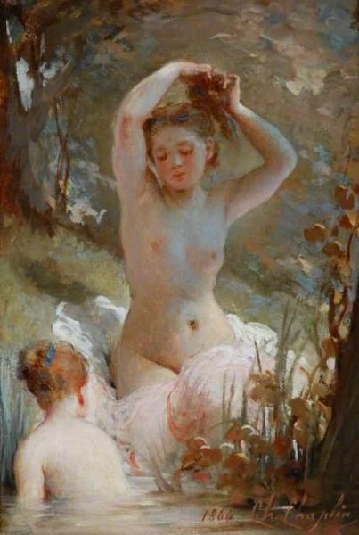 Two Girls Bathing by Charles Chaplin Oil Painting Reproductions