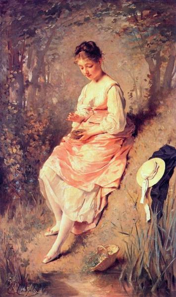 Young Girl With A Nest by Charles Chaplin
