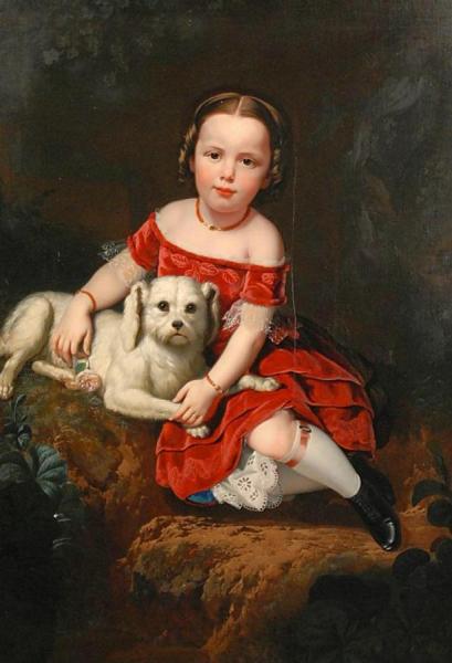 Portrait Of A Girl With Dog by Charles Christian Nahl